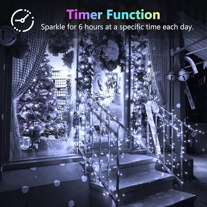 4 Pack 60LED Christmas Battery Operated Fairy Lights with Remote, 8 Modes String Lights with Timer, Dimmable, Memory Function, Waterproof Twinkle Lights for Outdoor Indoor Christmas Decor(Cool White)