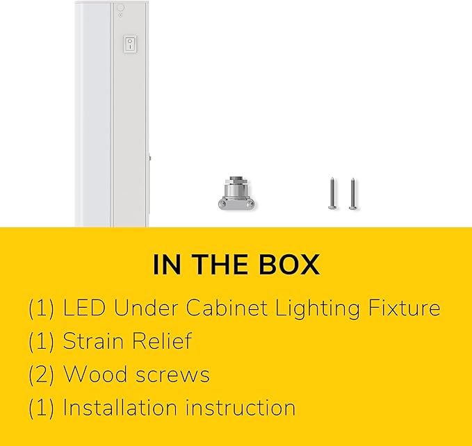 GETINLIGHT 18-inch Hardwired Only LED Under Cabinet Lighting, Soft White(3000K), Dimmable, Matte White Finished, ETL Listed, IN-0201-12-WH
