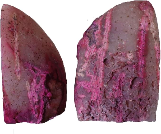 AMOYSTONE 4-6 Lbs Pink Book Stopper 1 Pair with Rubber Buffers Agate Bookends for Heavy Books Office Home Shelves Decoration