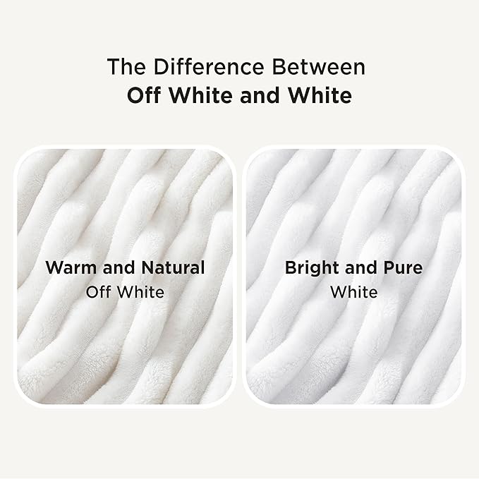 Bedsure GentleSoft White Throw Blanket for Couch - Cozy Blanket for Women, Cute Fleece Throw for Girls, Christmas Birthday Gifts for Women Men Teen, Room Home Boho Fall Decor, Off White, 50x60 Inches