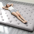 ZonLi Japanese Floor Futon Mattress Queen Size 80"x 60", 100% Cotton Cover 4'' Thicken Tatami Mattress, Foldable Sleeping Pad, Portable Dormitory Tatami Mat, Roll Up Floor Lounger Bed for Adult