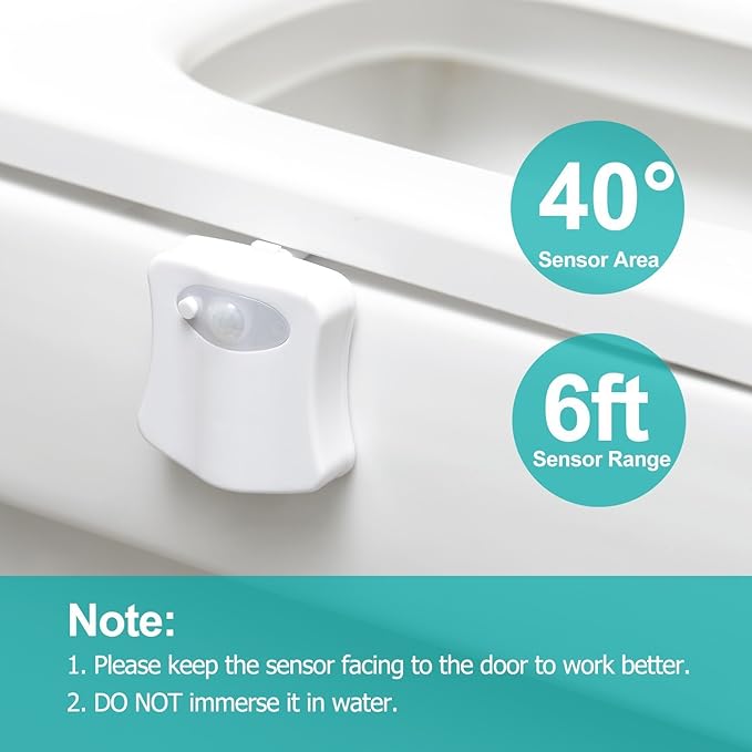 The Original Toilet Night Light Gadget, Fun Bathroom Lighting Add on Toilet Bowl Seat, Motion Sensor Activated LED 9 Color Modes - Weird Novelty Funny Birthday Gag Gifts for Men, Dad, Kids & Toddlers