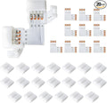 JACKYLED L Shape 8mm 4-Pin LED Strip Connectors 10-Pack Total 32pcs, Unwired Solderless LED Light Connectors for 8mm Wide 4-Pin Strip Lights - 8mm 4pin 10 Pack