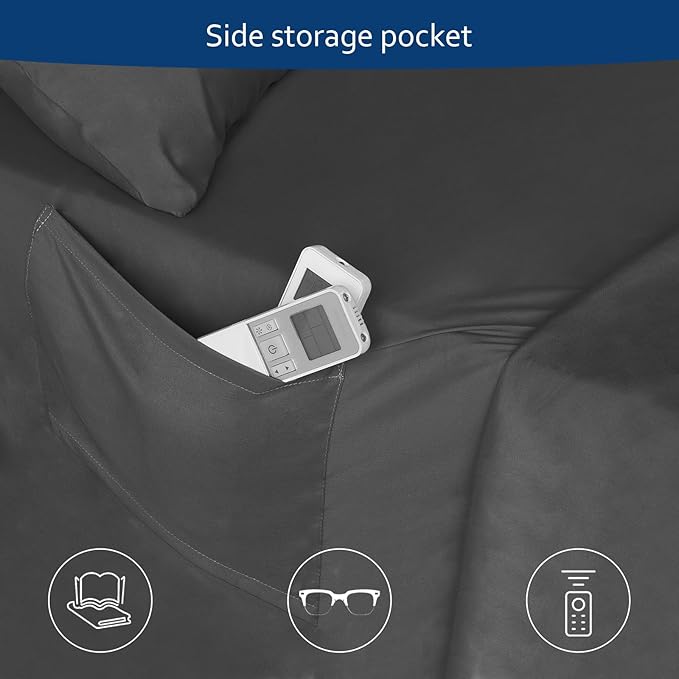 Moonsea Twin XL Sheet Set - 3-Piece Twin XL Sheets with Extra Deep Pocket and Side Pocket - Fits 16 in to 24 in Pillow Top (Black)