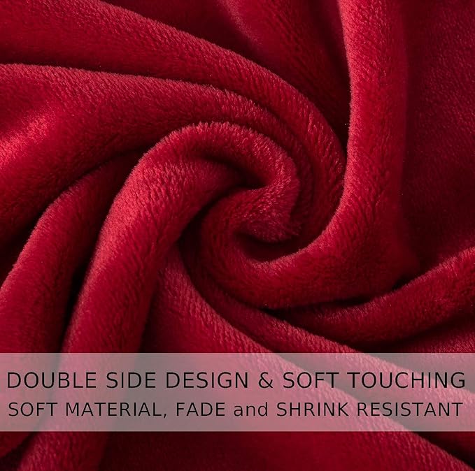 Flannel Fleece Twin Size Summer Blanket All Season 350GSM Lightweight Throw for The Bed Extra Soft Brush Fabric Winter Warm Sofa Blanket 66" x 90"(Burgundy Red Twin)