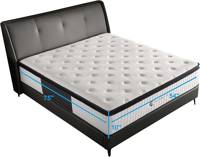 Full Size Mattresses,10 Inch Hybrid Full Mattress in a Box with Memory Foam & Individual Pocket Spring for Edge Support,Pressure Relief,Medium Firm White Full Mattress,CertiPUR-US.