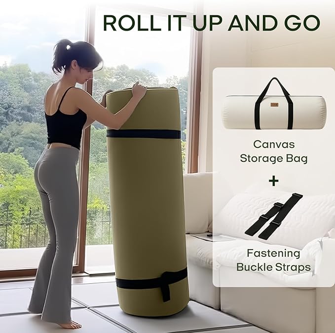 ZonLi Japanese Floor Futon Mattress Twin Size 75"x 39", 100% Cotton Cover 4'' Thicken Tatami Mattress, Foldable Sleeping Pad, Portable Dormitory Tatami Mat, Roll Up Floor Lounger Bed for Adult