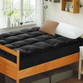 Mattress Topper Twin XL College Dorm, Bed Topper Twin XL Cooling Mattress Pad Cover for College, Black Pillow Top Mattress Topper with Deep Pockets, Breathable Fluffy Fill Mattress Protector