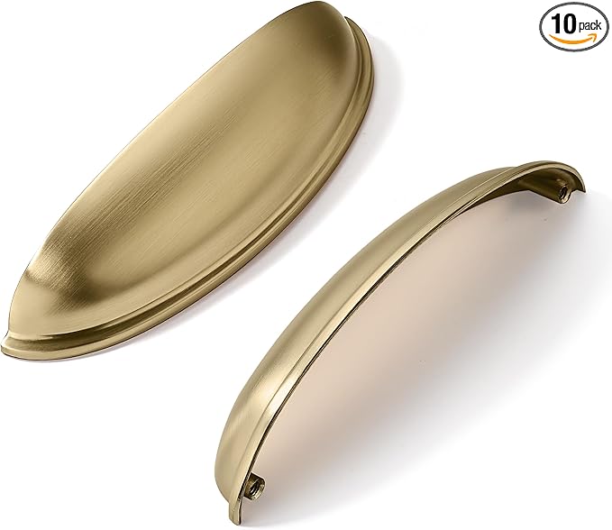 khtumeware 10 Pack 5" Drawer Pulls Champagne Bronze Cabinet Cup Pulls Kitchen Hardware Cabinet Handles Drawer Handles Knobs 5 inch Hole Center