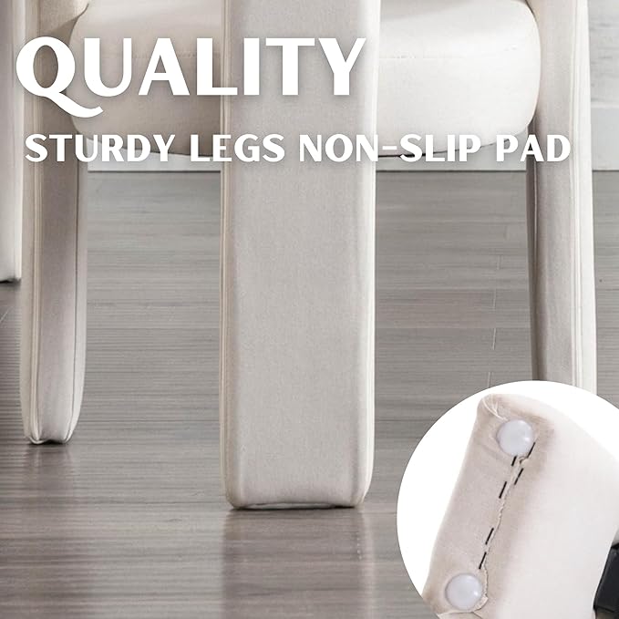 Modern Barrel Dining Chairs Set of 8, Linen Upholstered Accent Side Chair with Arms Comfy Makeup Vanity Chairs, Dining Living Room Kitchen Chairs, Beige