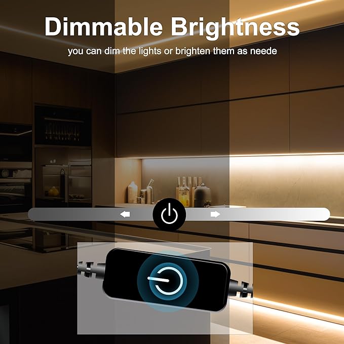 COB LED Strip,LED Strip Lights 3M/9.84ft,Touch Dimmable LED Strips,CRI90+,2700K Warm White cob led,960LEDs,24V LED Tape Lights,Indoor for Bedroom, Kitchen, TV, Mirror,Cabinet