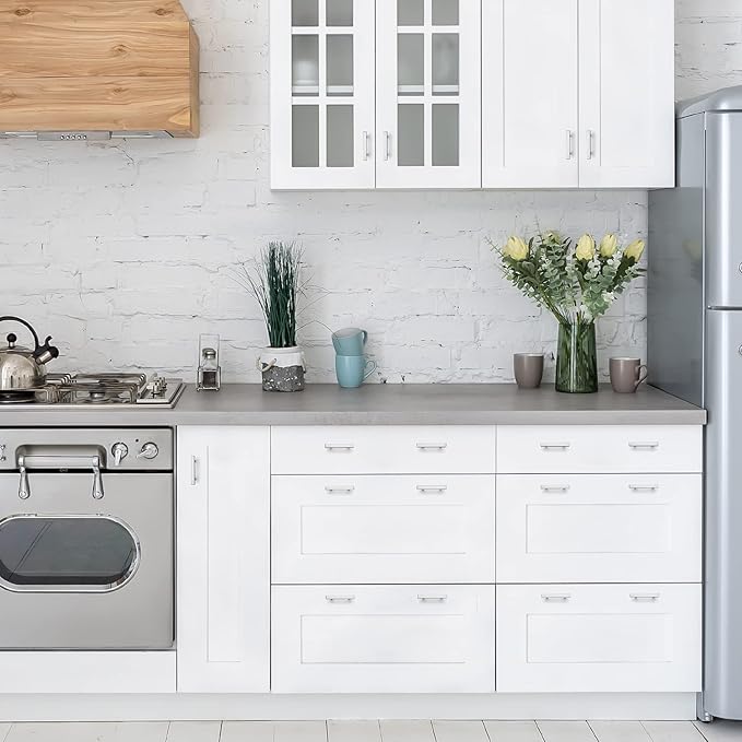 Ravinte Brushed Nickel Cabinet Handles 20 Pack 2-1/2 inch Satin Nickel Square Cabinet Pulls Silver Hardware for Kitchen Cabinets 4 inch Overall Length Stainless Steel Drawer Pulls