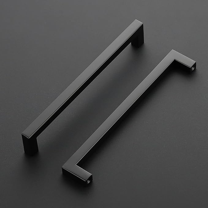 Ravinte 15 Pack Black Cabinet Pulls 8 Inch Square Kitchen Cabinet Handles Matte Black Kitchen Hardware for Drawer Pulls Drawer Handles Come with Screwdriver