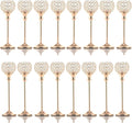 VINCIGANT 16PCS Gold Crystal Candle Holders Pillars for Wedding Decoration,Votive Crystal Candle Holders for Dinner Table Room Party Rhinestone Decorative
