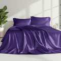 Love's cabin Twin Satin Sheets Sets - 3 Piece Purple Silky Bed Sheets with Deep Pockets, Luxury Silk Feel Satin Twin Size Sheet Set Bedding Set (1 Flat Sheet,1 Fitted Sheet,1 Pillow case)