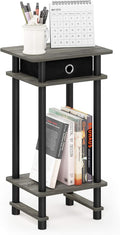 Furinno Turn-N-Tube Tall End Table, French Oak Grey/Black/Black