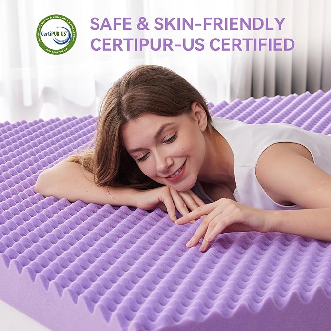 SINWEEK 2 Inch Egg Crate Memory Foam Mattress Topper Twin XL, Twin Extra Long Mattress Pads for College Dorm Single Bed, Pressure Relieve CertiPUR-US Certified,39x80 Inches