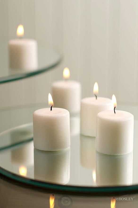 Hosley Set of 30 Unscented White Votive Candles – Bulk Pack, Clean-Burning, Long-Lasting 10-12 Hour Burn Time – Ideal for Weddings, Home Décor, Spa, and Events