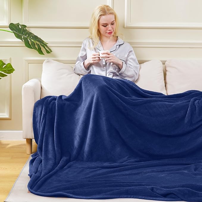 Soft King Size Blanket All Season Warm Fuzzy Microplush Lightweight Thermal Fleece Blankets for Couch Bed Sofa,90x108 Inches,Royal Blue
