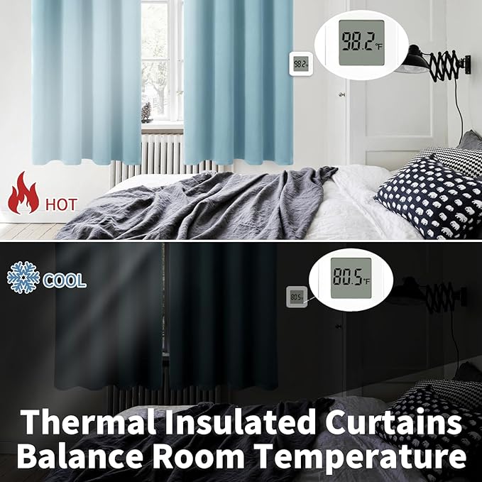 BGment Room Darkening Curtains 84 Inches Long - Grommet Thermal Insulated Drapes Window Treatment Curtains for Bedroom, 2 Panels, 42 x 84 Inch, Greyish Blue