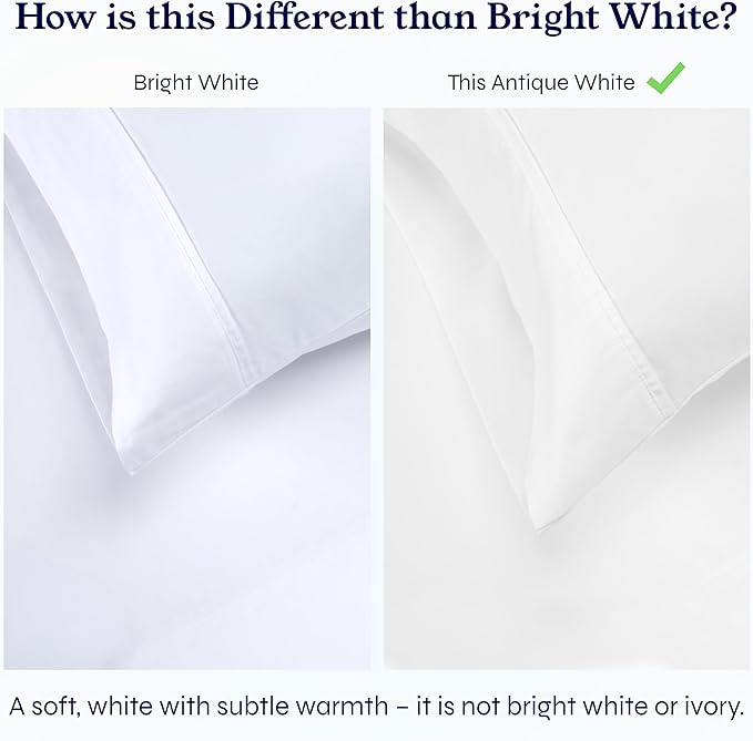 California Design Den Natural 100% Cotton Sheets, Full Size Sheets Set, 400 Thread Count Sateen Bedding, Deep Pockets with All-Around Elastic for a Snug Fit, Cool & Durable Bed Set - Antique White