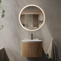 Niccy Round Led Mirror for Bathroom, 24" Backlit Mirror for Wall Circle Lighted Mirror with Gold Frame Anti-Fog, 3 Colors, HD Glass and IP65 Waterproof