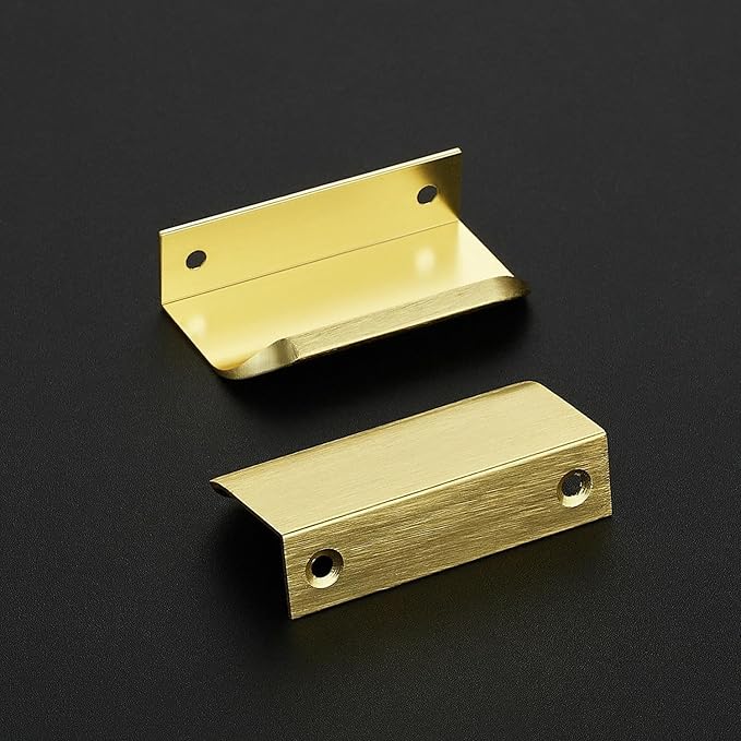 Ravinte Hardware 20 Pack Gold Cabinet Handles, 3 Inch (76mm) Finger Edge Pulls, 2 Inch Hole Center, Finger Pulls for Cabinets
