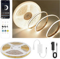 COB LED Strip Lights Natural White,24V Dimmable led Light Strip KIT with Remote and app Control,4000K 9.84FT/3m 8mmwide Ra>90 Cuttable Flexible Strip Lights for Bedroom,TV Lights,Cabinet