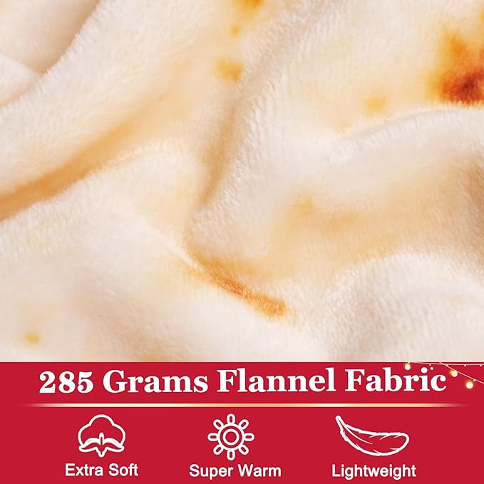 Jorbest Burrito Tortilla Throw Blanket Birthday Gifts for Women Men Teen Boys Girls, Novelty Tortilla Food Blanket Funny Gifts for Adult Kids, 285 GSM Soft Flannel Taco Blanket (Yellow, 71 inches)