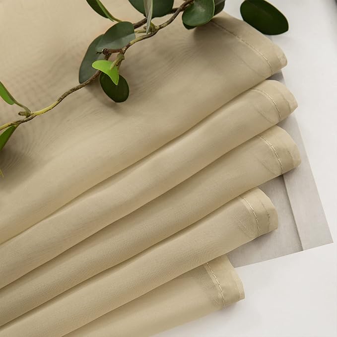 MIULEE Luxury Sheer Voile Elegant Topper Long Valance Solid Treatment Swags Drapes for Window Ceremony Wedding Canopy Bed 54" x 216" Beige