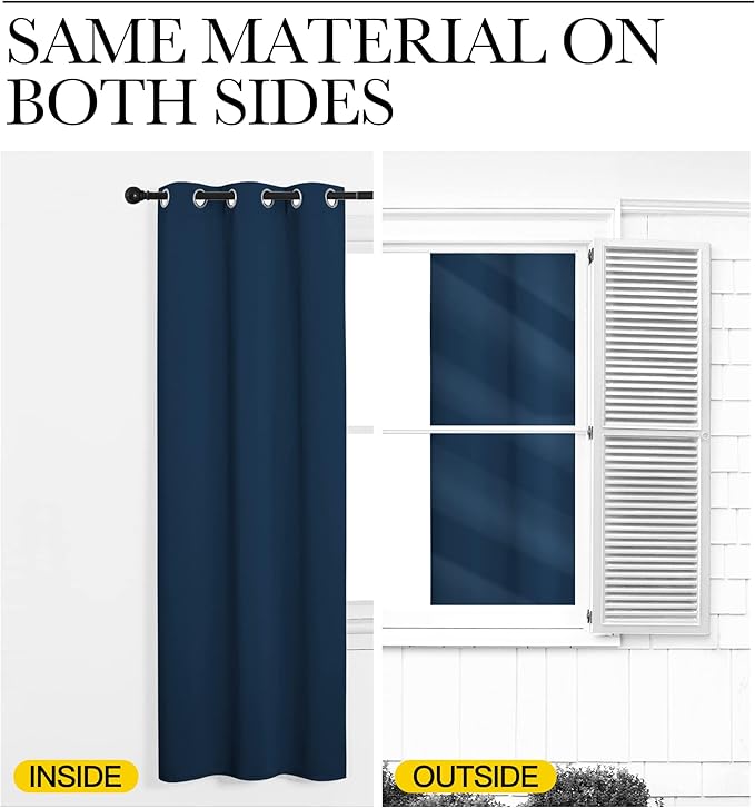 NICETOWN Bedroom Curtain Panels Blackout Draperies, Thermal Insulated Solid Grommet Blackout Curtains/Drapes (Moroccan Blue, 1 Pair, 34 by 72-inch)