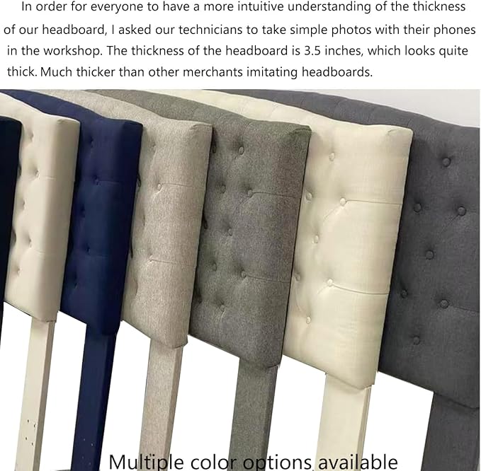 24KF Upholstered Tufted Button Linen Fabric Headboard,Comfortable Fashional Headboard King/CA King Size,Linen