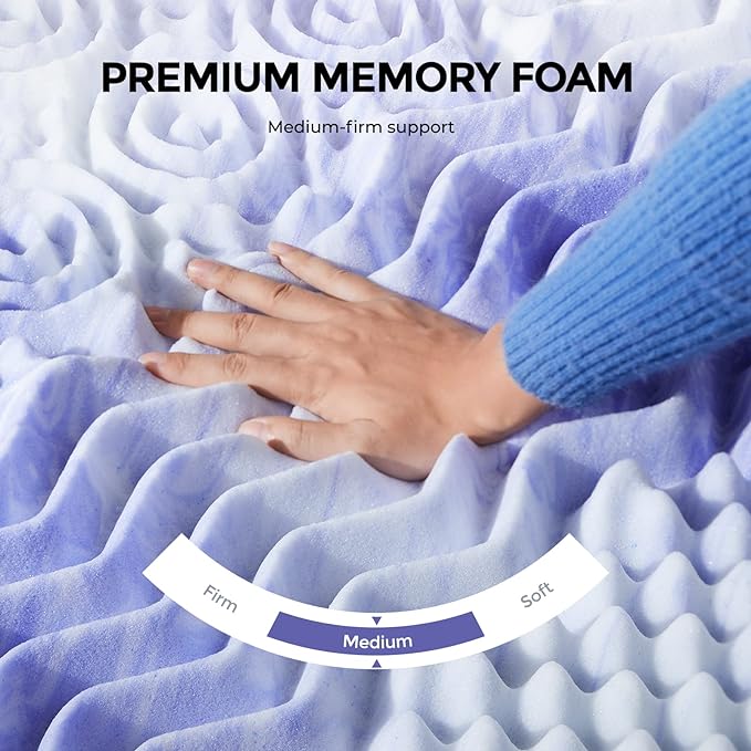 Dreamsmith 4 Inch 7-Zone King Memory Foam Mattress Topper, Cooling Gel Infused Foam Mattress Pad, King Size Bed, CertiPUR-US Certified