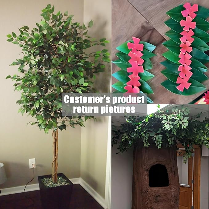 GTIDEA 36PCS Artificial Ficus Leaves Branches Faux Ficus Tree Branches Artificial Greenery Stems Silk Floral Arrangement for Benjamina Tree DIY Wedding Bouquet Summer Wreath Wall Decor (24.04 Inch)