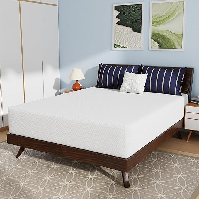 PayLessHere 12 Inch Bamboo Charcoal Cooling Gel Memory Foam Mattress in a Box/Medium-Firm Mattress/Fiberglass Free/Pressure Relief & Temperature Regulation/CertiPUR-US Certified,White Queen