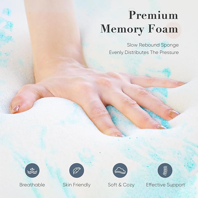 DUMOS Mattress Topper 3-Inch Gel Memory Foam Mattress Topper Twin XL, Soft Mattress Pads for Sleeper Sofa, RV, Camper, CertiPUR-US CertifiedBlue