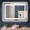 LED Mirror for Bathroom, 40"X30" with 8 RGB Backlit +3 Front Lit (Adjustable Individually), Anti-Fog, Lighted Bathroom Vanity Mirror for Wall, Shatterproof, Memory Function, Tempered Glass