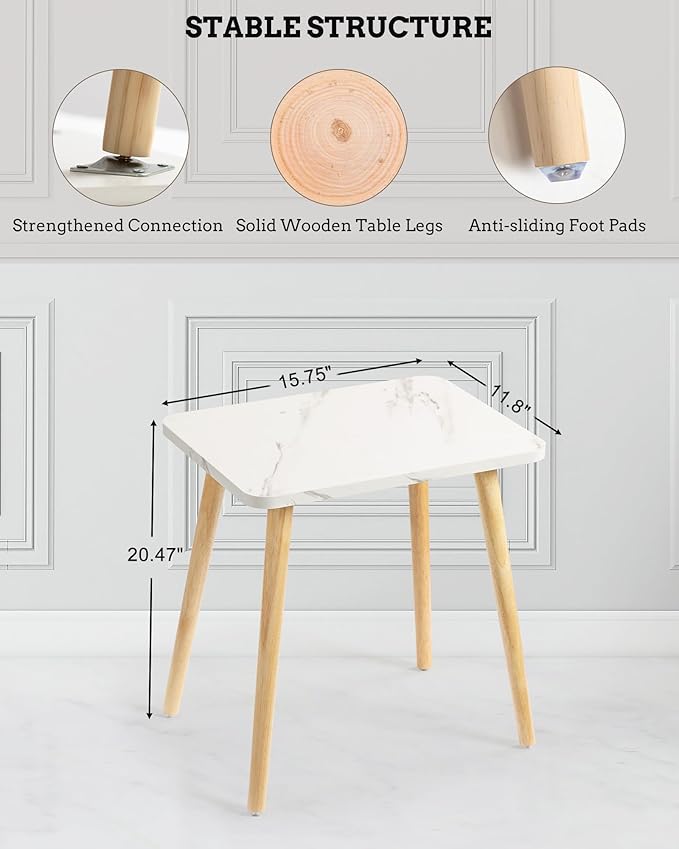 FORAOFUR End Table Set of 2, Modern Wooden Side Table for Living Room, Bedroom