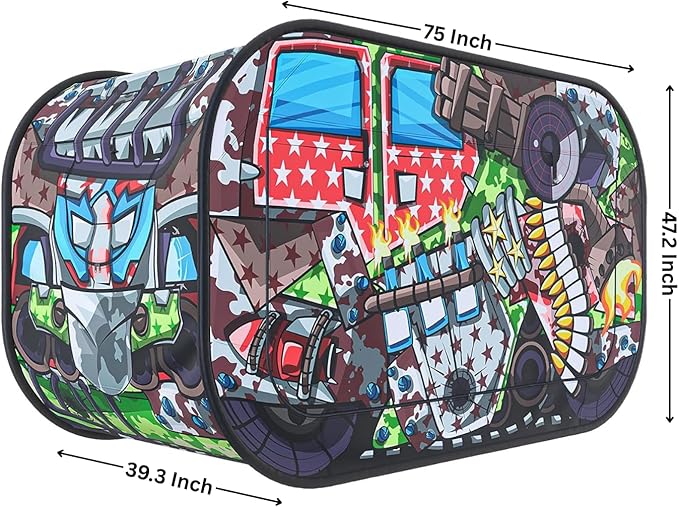 Skywin Kids Bed Tent Twin - Boys Fort for Kids - Pop Up Privacy Tent, Collapsible, Breathable, Light Reducing Pongee Bed Canopy for Warm and Cozy Night (Tank, Twin)