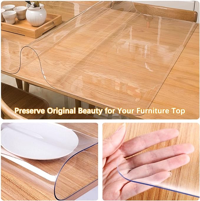 40 X 94 Inch Clear Table Cover Protector 1.5mm Thick Table Protector for Dining Room Waterproof Plastic PVC Vinyl Tablecloth Cover Tabletop Protective Pad for Furnture Wooden Coffee Glass Side Surface