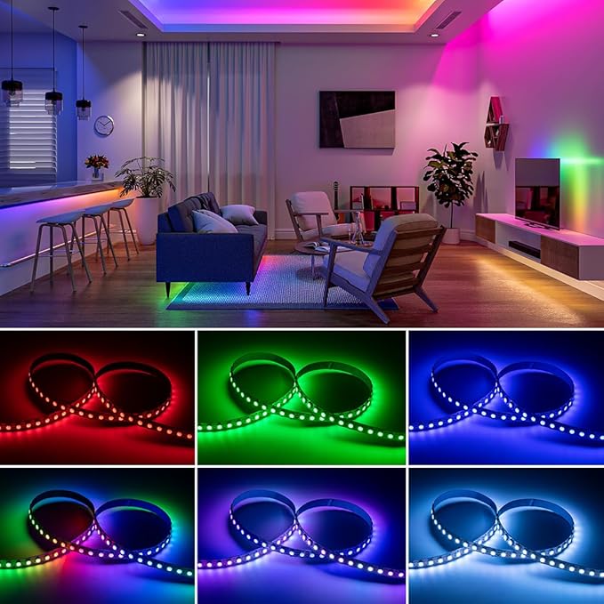 BTF-LIGHTING WS2812B RGB ECO LED Strip, Chasing Effects 5050SMD Individually Addressable 3.3FT 144(2X72) Pixels/m Flexible Dream Color IP30 for Bedroom DIY Projects DC5V(No Adapter or Controller)