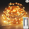 Twinkle Star 33ft 100LED Copper Wire String Lights Fairy String Lights 8 Modes USB Powered with Remote Control for Wedding Party Home Christmas Decoration, Warm White