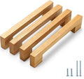 Burlywood Square 5 in 4 pcs Wooden Drawer Pulls Handle pulls for cabinets Kitchen Cabinet Drawer pulls Cabinet Door Pull