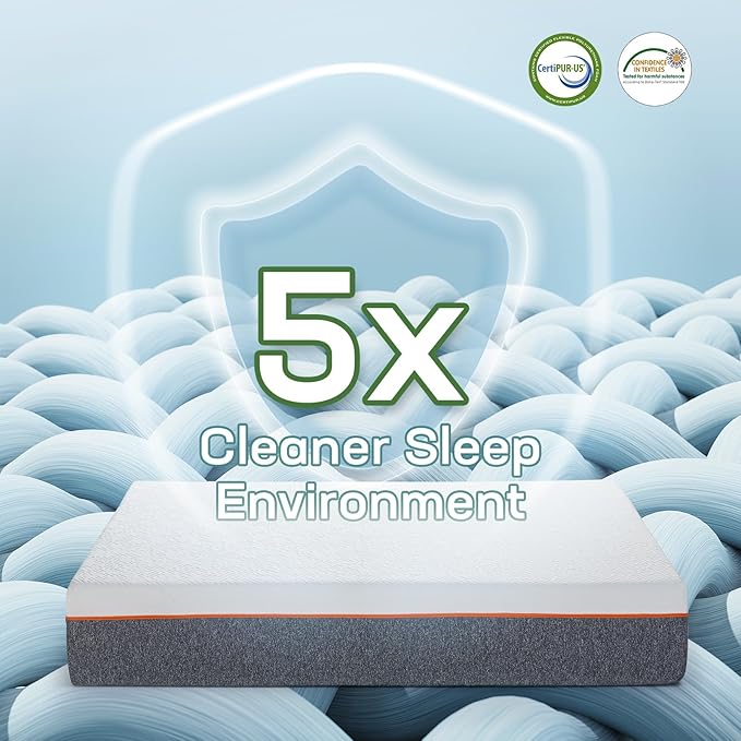 Marsail 6 Inch Queen Size Mattress, Cooling Gel Memory Foam, Fiberglass Free Breathable Cooling Bed Twin Mattress, Medium-Firm in A Box