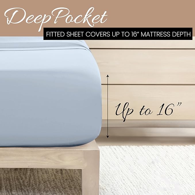 Linen Market Double-Brushed Microfiber Twin Sheet Set 3 Piece – Oeko-TEX Certified Ultra Soft & Wrinkle-Free - 16" Deep Pocket Sheets - Easy Care Twin Size - Light Blue