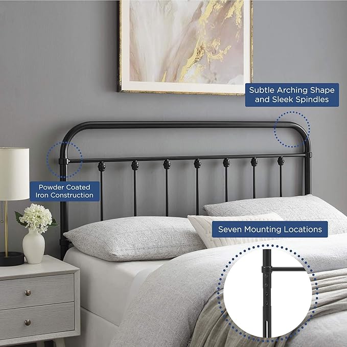 Modway MOD-6153-BLK Sage Full Metal Headboard, Black