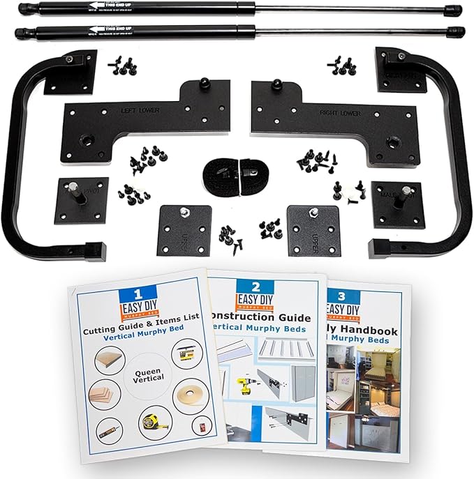 Queen Size DIY Murphy Bed Hardware Kit – Vertical Wall Bed for Space-Saving - Budget-Friendly DIY Setup -Made in USA -Hide Away Design with Murphy Bed Queen Hardware - Bed Lift Mechanism - Pull Down