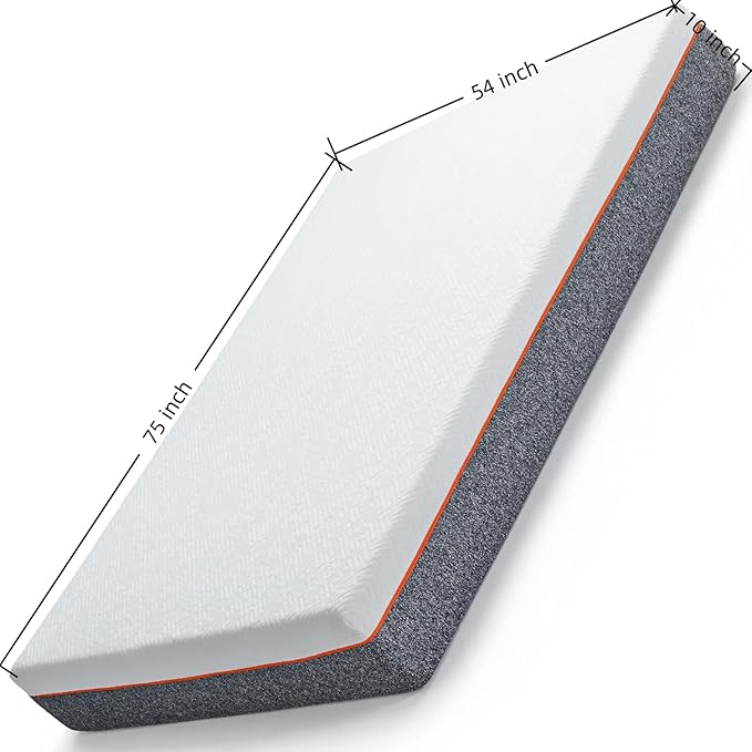 Marsail 10 Inch Full Size Mattress, Cooling Gel Memory Foam, Fiberglass Free Breathable Cooling Bed Twin Mattress, Medium-Firm in A Box
