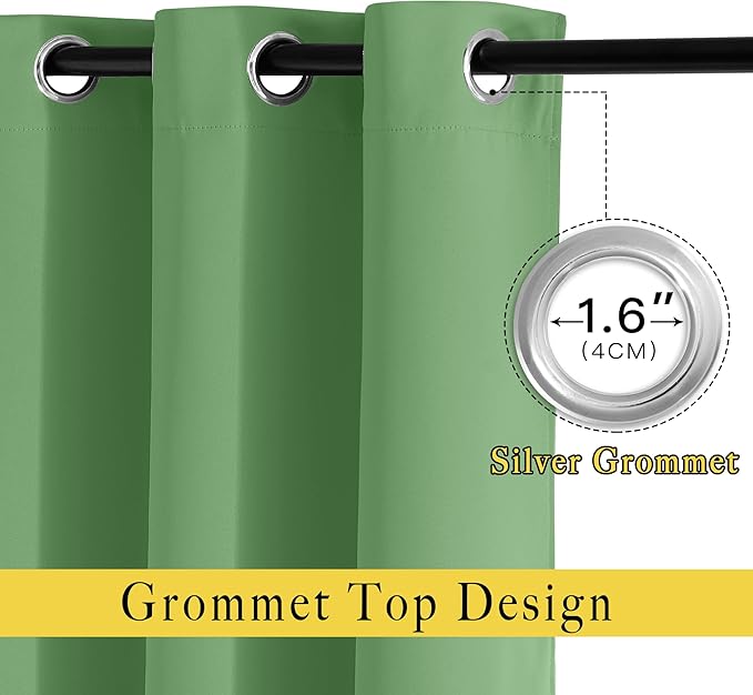 NICETOWN Room Darkening Small Curtains 50 inches Length - Window Treatment Thermal Insulated Grommet Light Blocking Short Curtains & Drapes for Bedroom/Cafe (Forest Green, 2 Panels, W34 x L50)