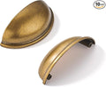 khtumeware 10 Pack 2-1/2" Antique Brass Drawer Pulls Cabinet Cup Pulls Vintage Kitchen Hardware Cabinet Handles Drawer Handles Knobs 2.5 inch Hole Center